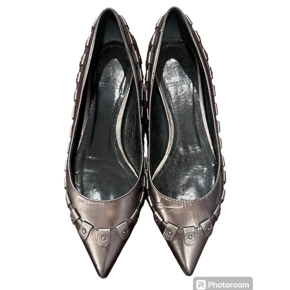Burberry Stud slate metallic ballerina pointed flats authentic size IT 38.5/US8* - Picture 1 of 12